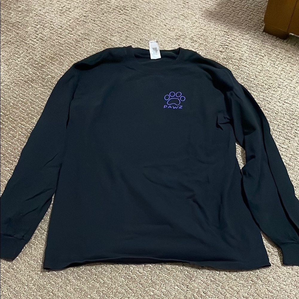 PAWZ Black Shirt with Purple Paw Design